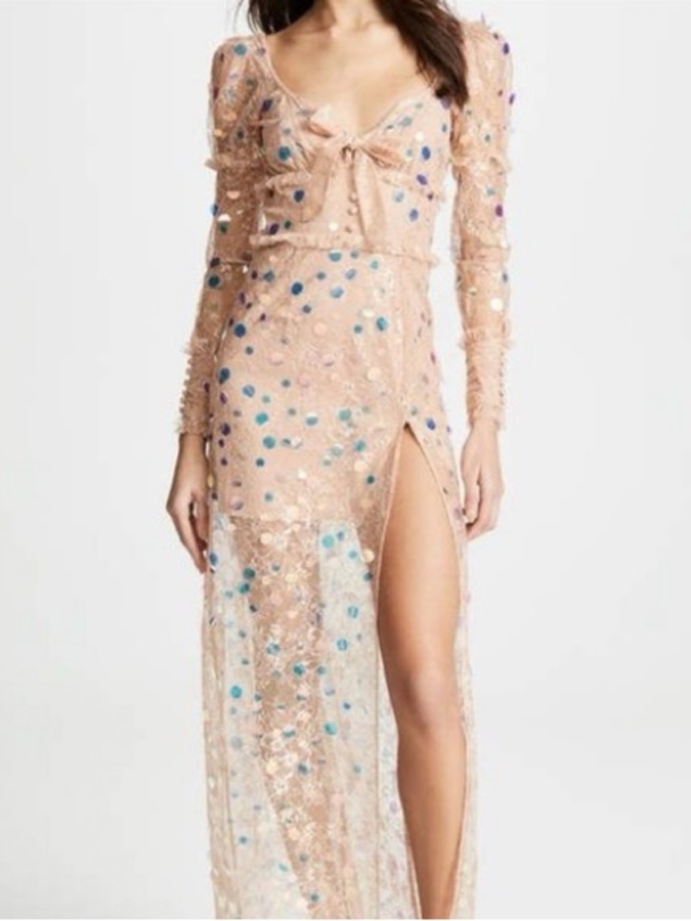 NWT For Love & Lemons Ace Sequin Lace Maxi Dress | Large - Picture 5 of 13